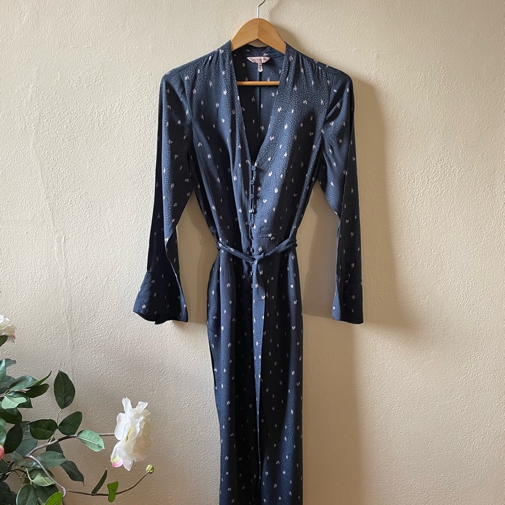 REBECCA TAYLOR Tailored Blue Patterned Top, size 8.